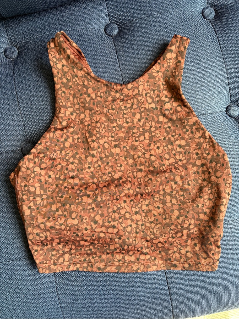 Athleta Rust Floral High-Neck Long-line Sports Bra